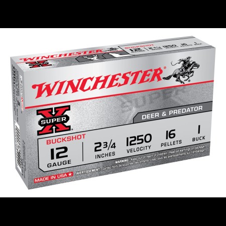 Winchester Super X .12g 16 Pellets 1 Buck 1250 Velocity